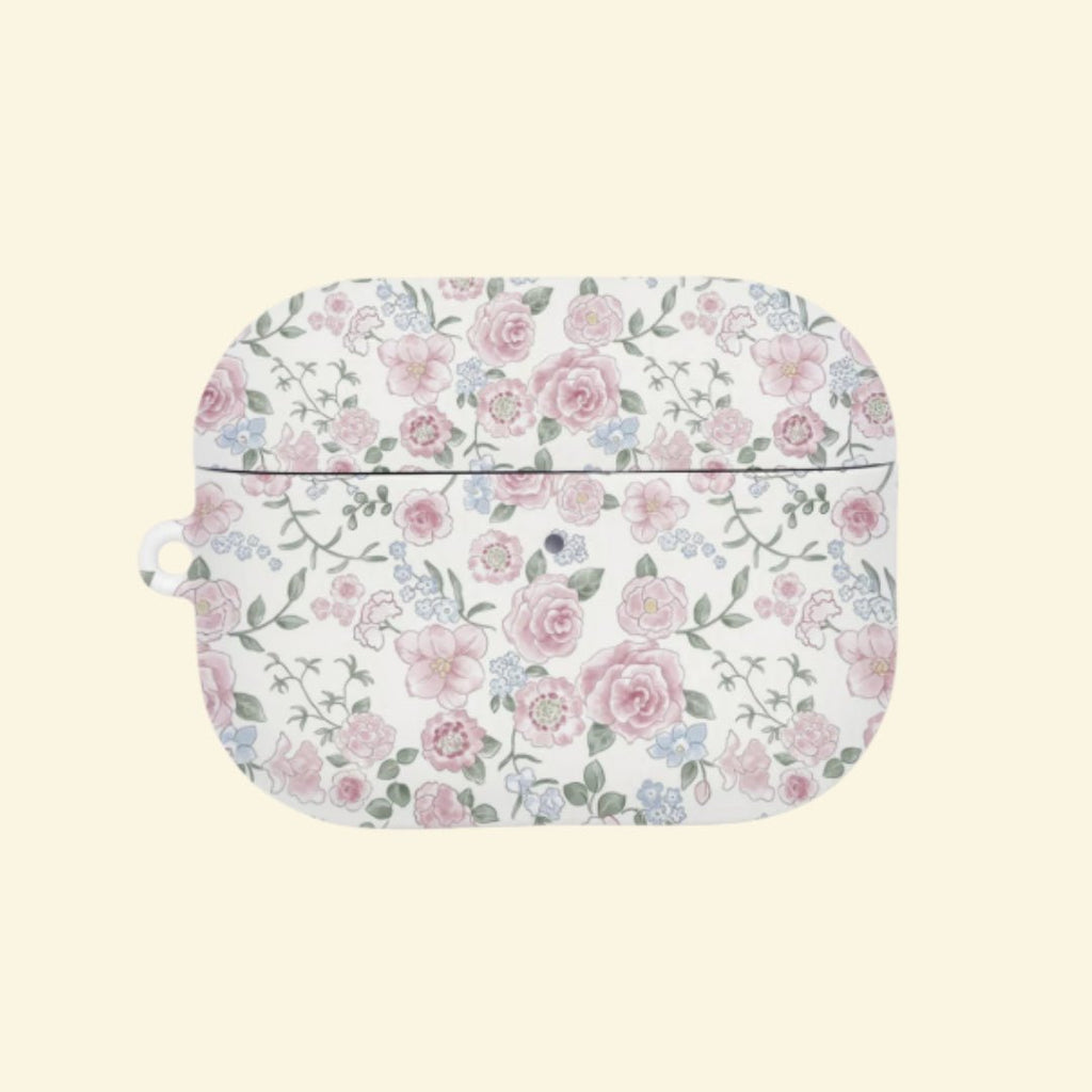The English Rosery — Soft Watercolor Botanical Floral Hard Case for AirPods Pro 3 & AirPods 4 - Carapace StudioAirPods CaseCarapace StudioCarapace StudioAirPods Pro 3English Rosery AirPods case open with earbuds