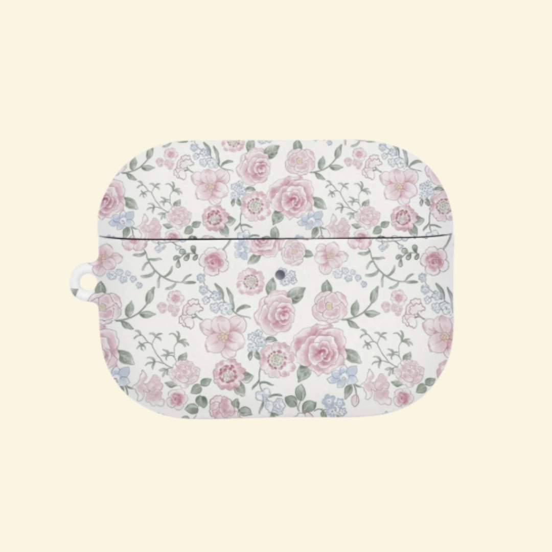 The English Rosery — Soft Watercolor Botanical Floral Hard Case for AirPods Pro 3 & AirPods 4 - Carapace StudioAirPods CaseCarapace StudioCarapace StudioAirPods Pro 3English Rosery AirPods case open with earbuds