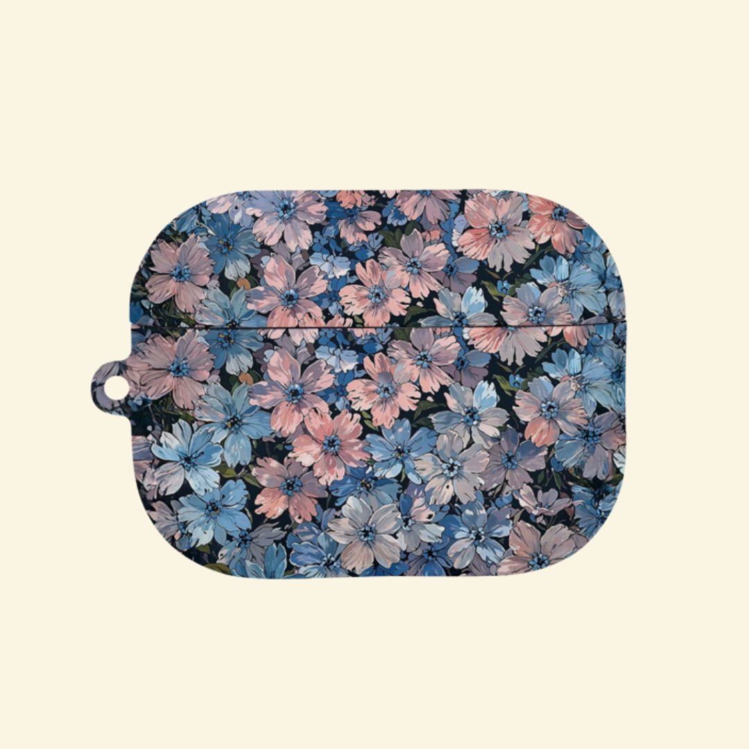 The Midnight Flora — Vintage Impressionist Floral Oil Painting Hard Case for AirPods Pro 3 & AirPods 4 - Carapace StudioAirPods CaseCarapace StudioCarapace StudioAirPods Pro 3Midnight Flora AirPods case open with earbuds