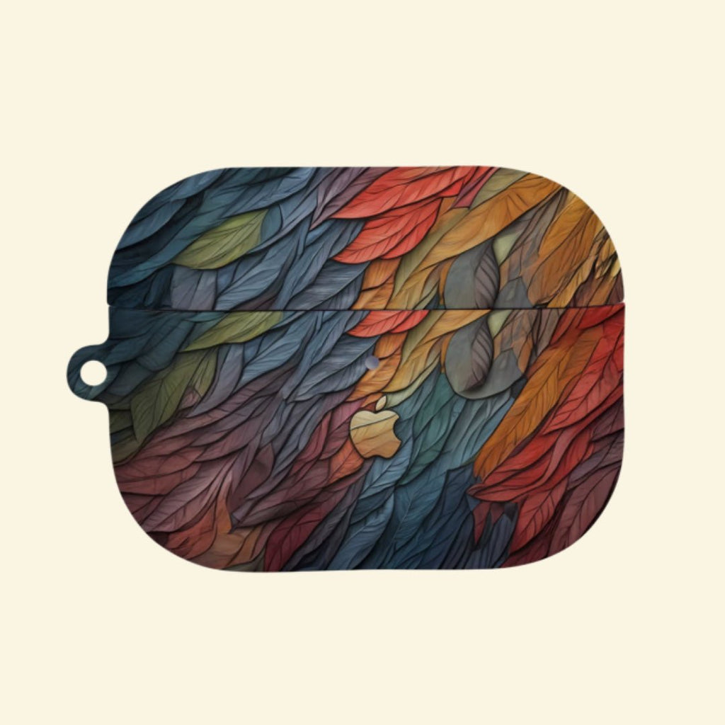 The Autumn Mosaic — Abstract Colorful Leaf Mosaic Hard Case for AirPods Pro 3 & AirPods 4 - Carapace StudioAirPods CaseCarapace StudioCarapace StudioAirPods Pro 3Autumn Mosaic AirPods case open with earbuds