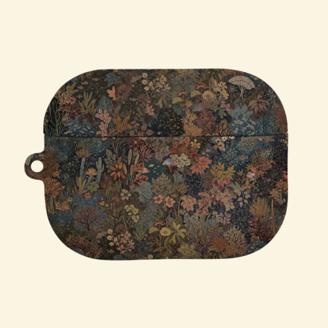 The Enchanted Forest — Vintage Medieval Tapestry Hard Case for AirPods Pro 3 & AirPods 4 - Carapace StudioAirPods CaseCarapace StudioCarapace StudioAirPods Pro 3Enchanted Forest AirPods case open with earbuds