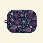 The Midnight Lily — Vintage Gothic Purple Botanical Hard Case for AirPods Pro 3 & AirPods 4 - Carapace StudioAirPods CaseCarapace StudioCarapace StudioAirPods Pro 3Midnight Lily AirPods case front view