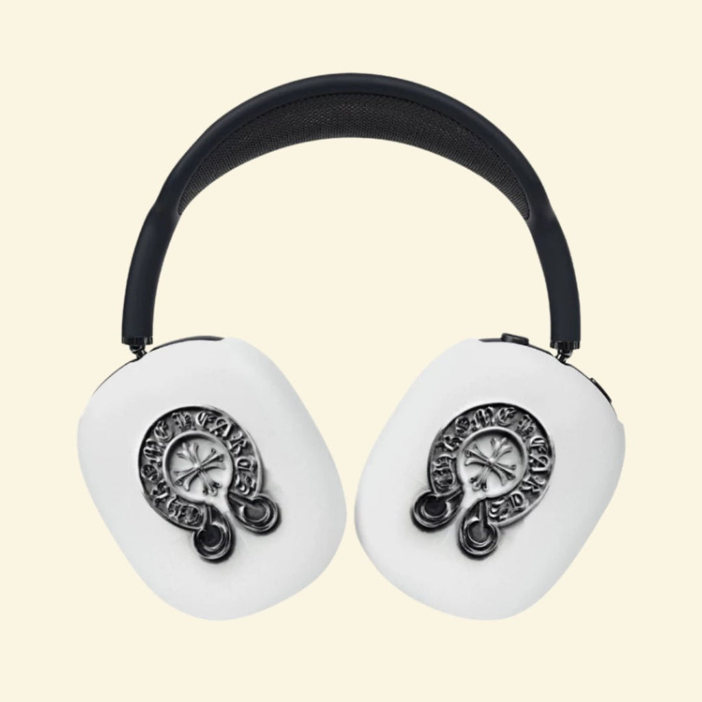 The Sanctum Horseshoe — Gothic Cross Ear Cup Enclosure for AirPods Max (1st & 2nd Gen) - Carapace StudioAirPods Max AccessoriesCarapace StudioCarapace StudioCS-027-CRUCIFIX-HORSESHOE-V3The Sanctum Horseshoe — rear angle view of the gothic horseshoe AirPods Max ear cup cover on cream background