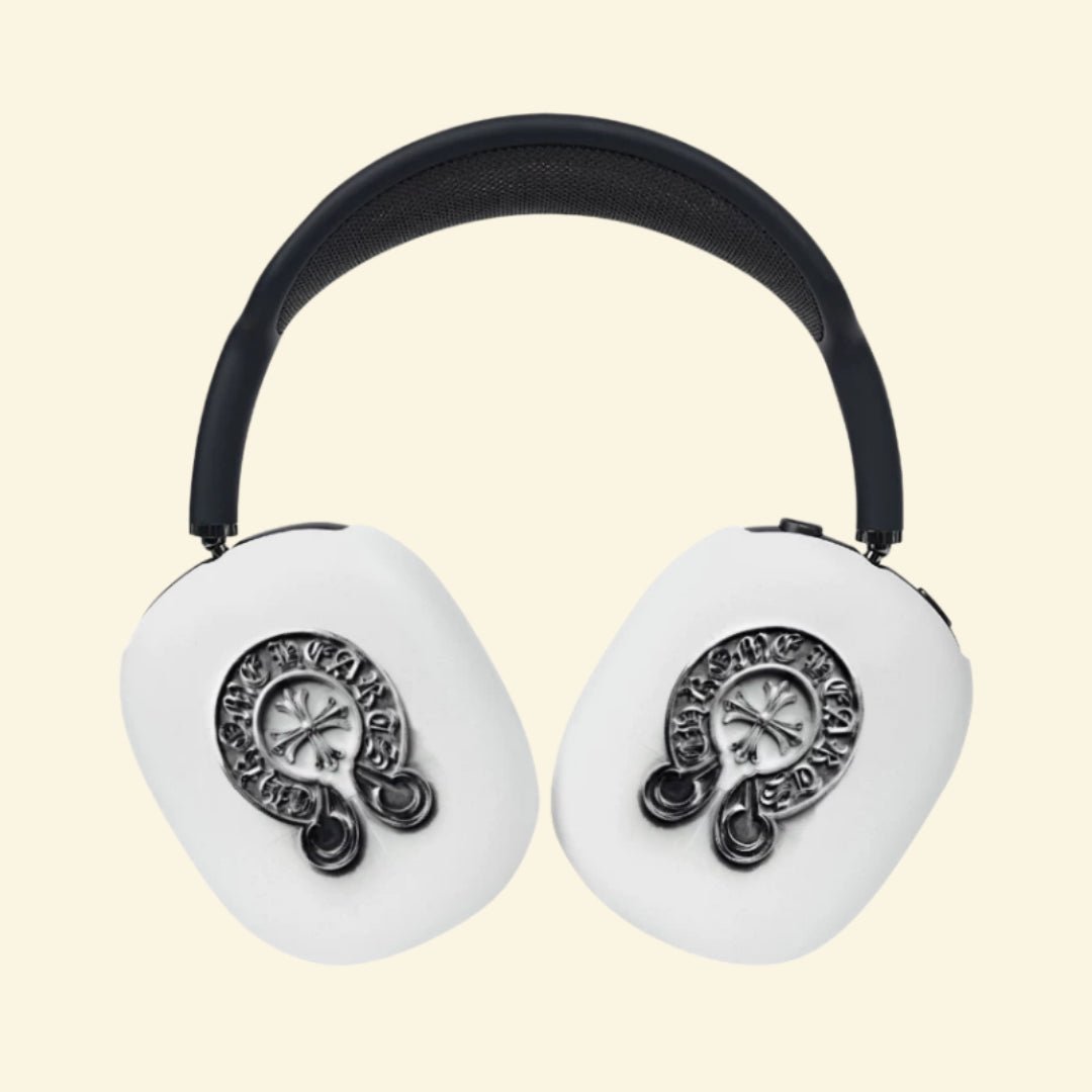 The Sanctum Horseshoe — Gothic Cross Ear Cup Enclosure for AirPods Max (1st & 2nd Gen) - Carapace StudioAirPods Max AccessoriesCarapace StudioCarapace StudioCS-027-CRUCIFIX-HORSESHOE-V3The Sanctum Horseshoe — rear angle view of the gothic horseshoe AirPods Max ear cup cover on cream background