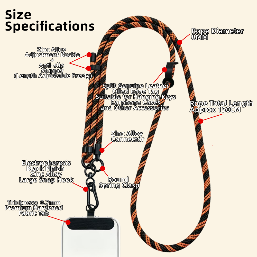 The Core Cord – Archival Utility Rope Lanyard System Tactical Amber Stripe