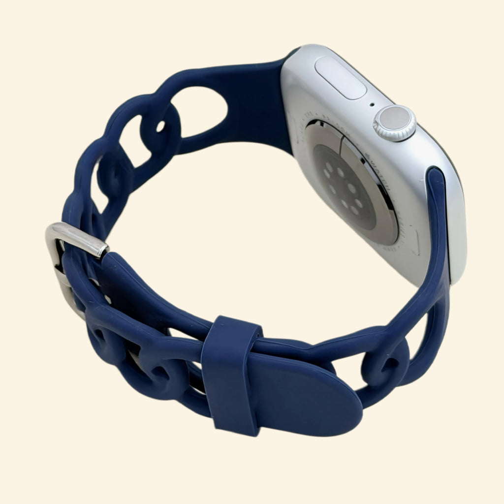 Midnight Navy Cutout Chain Link Silicone Band - Side View