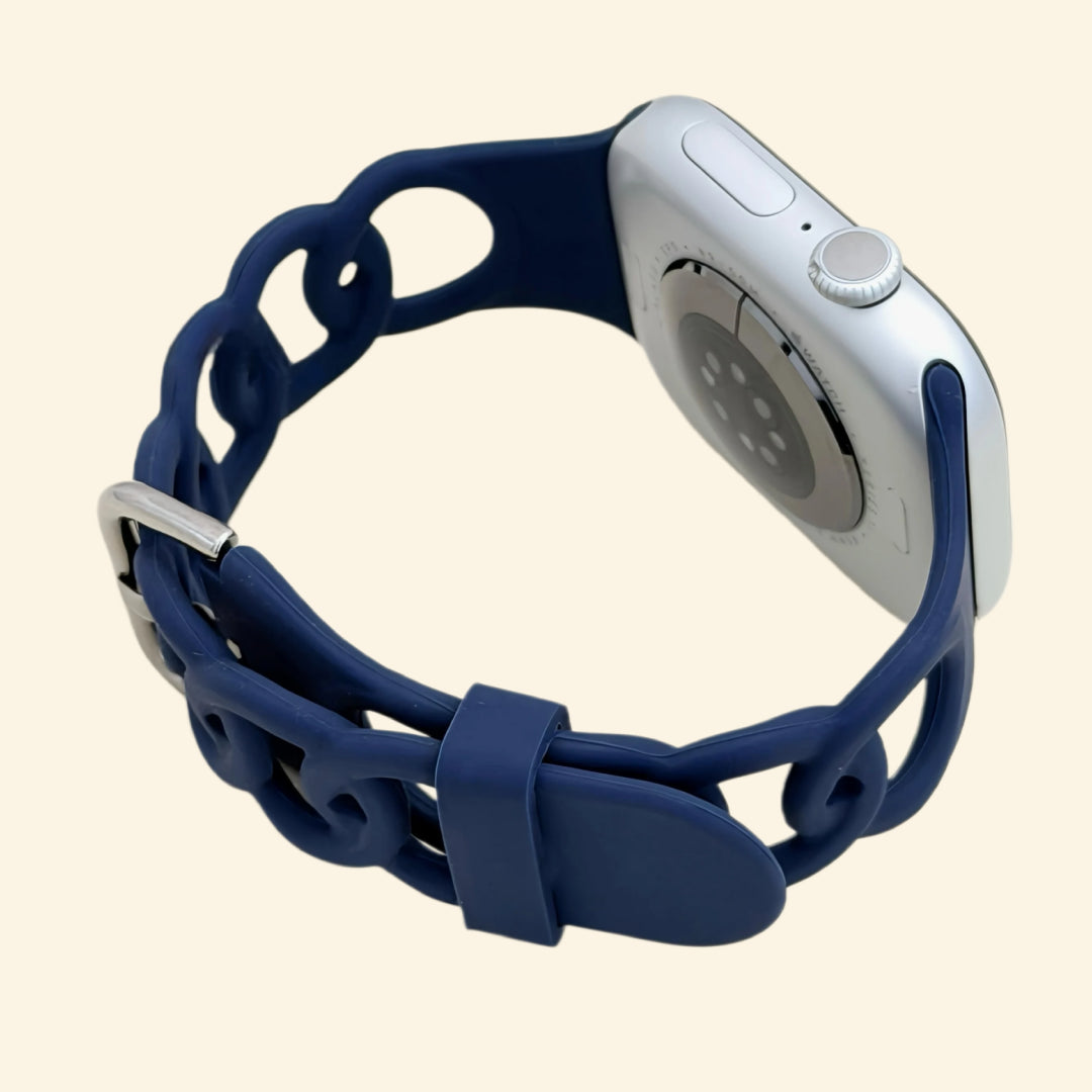 Midnight Navy Cutout Chain Link Silicone Band - Side View