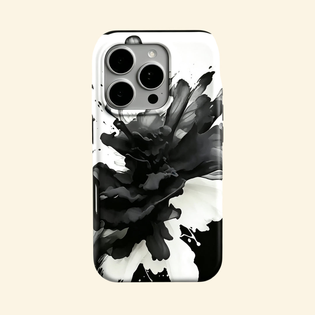 The Ink Flower – Abstract Black Ink & Smoke Bloom iPhone Case