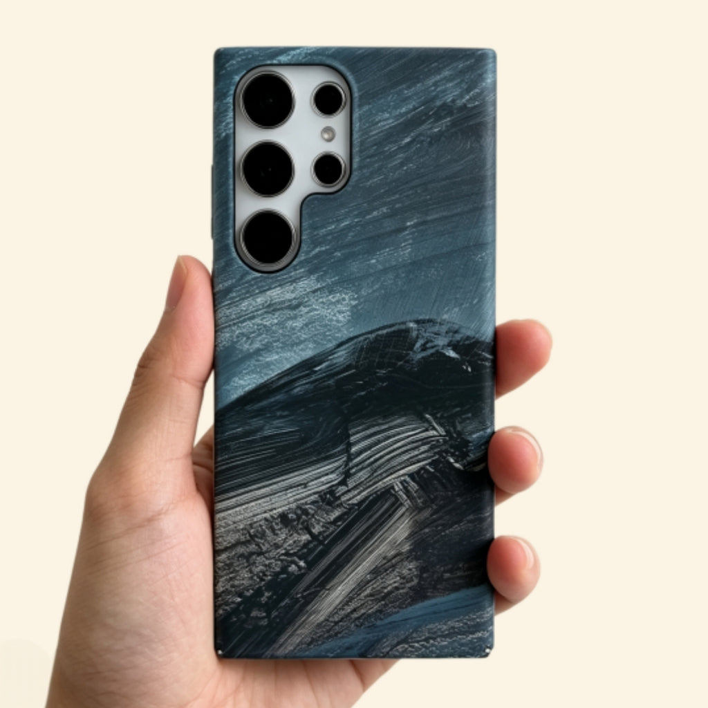 Slate Blue Wave & Ridge Case for Samsung Galaxy S Series — in-hand lifestyle shot