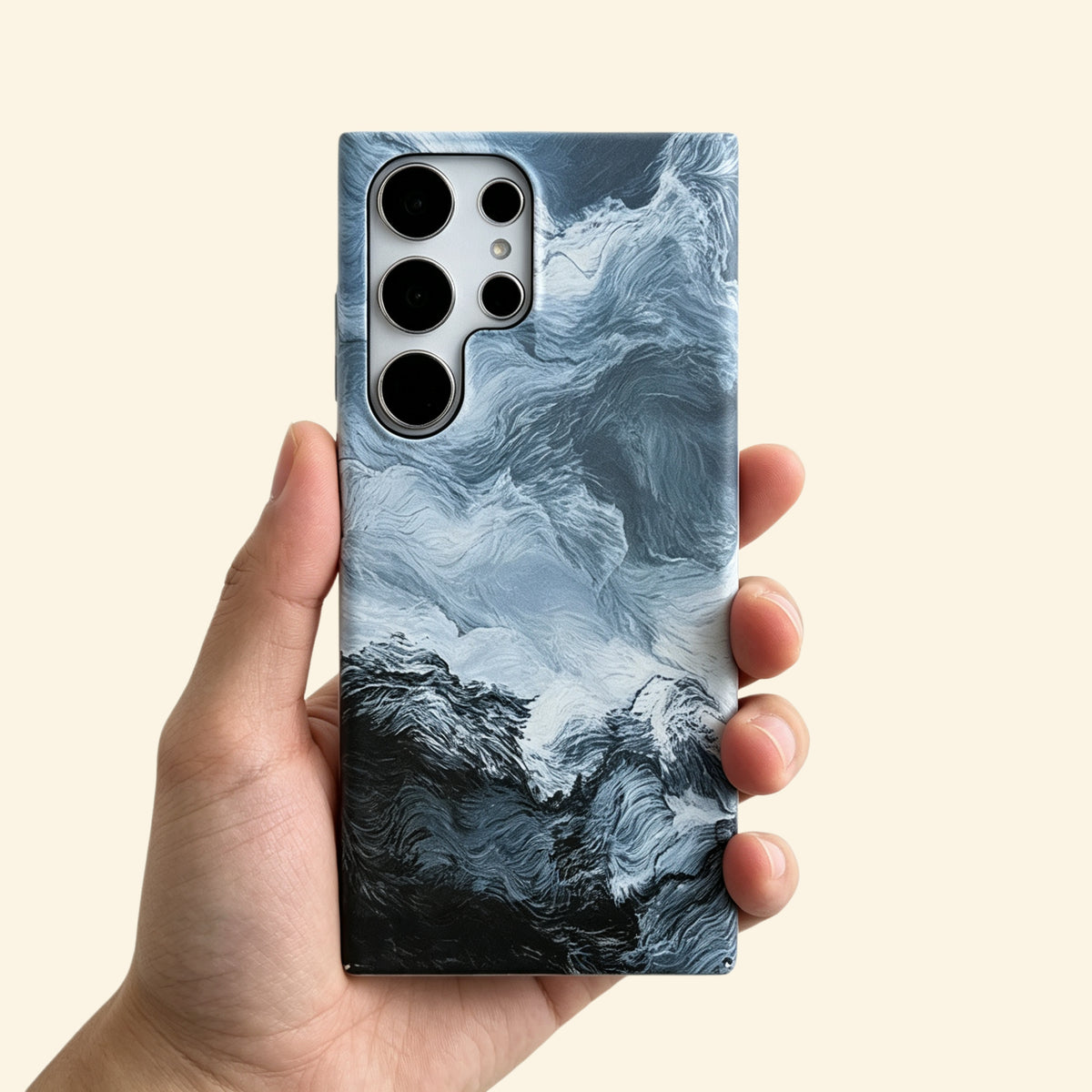 Slate Blue Swirl & Crag Case for Samsung Galaxy S Series — in-hand lifestyle shot