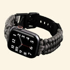 Obsidian Black Paracord Braided Band — full band isolated diagonal view