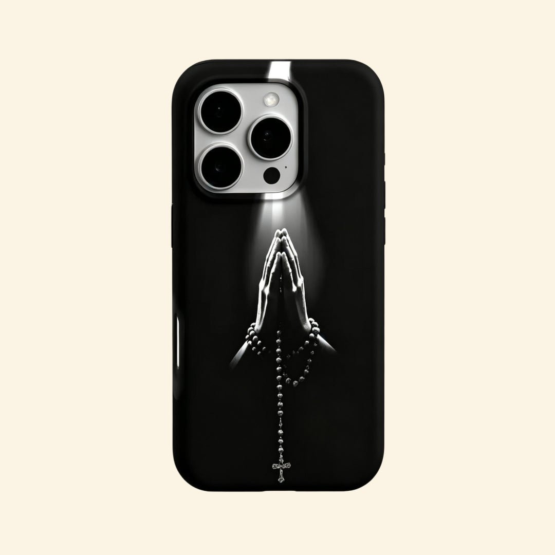 The Sacred Beam – Praying Hands & Rosary Cross Fine Art iPhone Case - Carapace StudioPhone CaseCarapace StudioCarapace StudioCS-3020-SACRED-BEAM-5iPhone 16 Pro MaxThe Sacred Beam – Praying Hands & Rosary Cross Fine Art iPhone Case