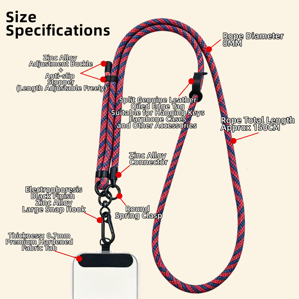 The Core Cord – Archival Utility Rope Lanyard System Crimson Navy Stripe