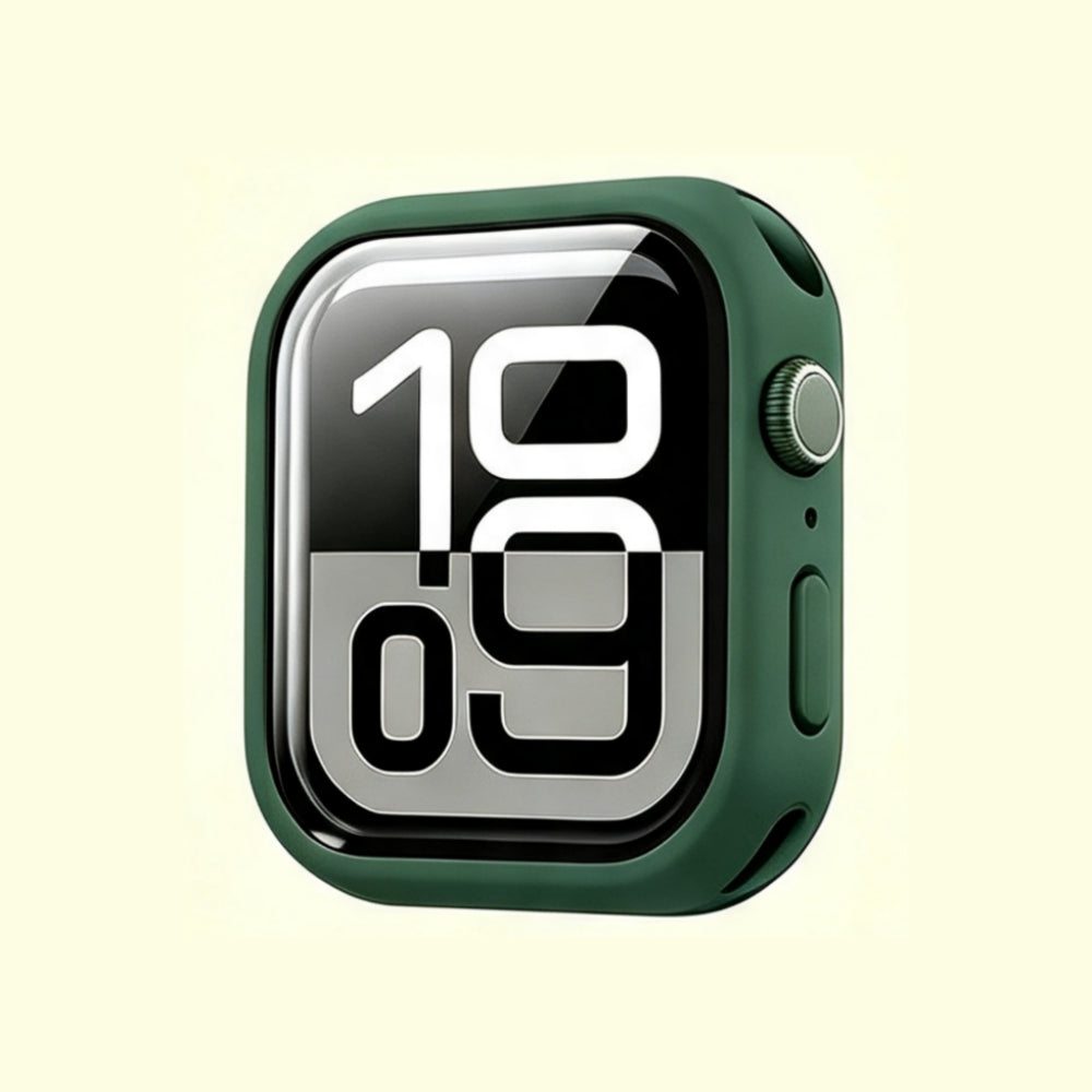 The Velvet Armor Forest Green Matte – front view with watch face display