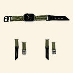 Ranger Green Paracord Braided Band on Apple Watch — front face angled view