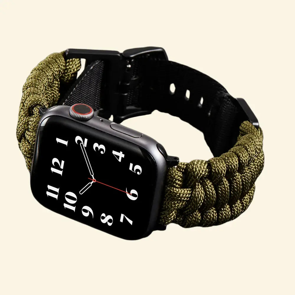 Ranger Green Paracord Braided Band — full band isolated diagonal view