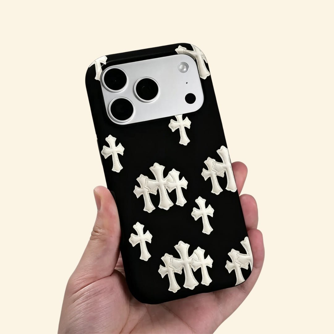 The Core Case – Gothic Cemetery Crosses Magnetic Protective Shell - Carapace StudioPhone CaseCarapace StudioCarapace StudioCS-802-GOTHIC-CROSS-MAG-5iPhone 16 Pro MaxThe Core Case Gothic Cemetery Crosses – angled view showing cross pattern and camera cutout