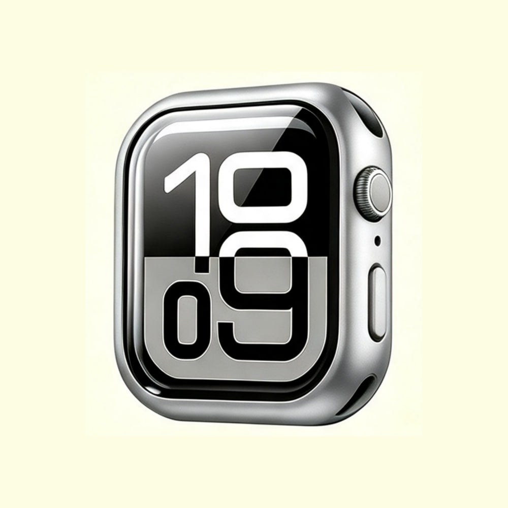 The Velvet Armor Titanium Silver Matte – front view with watch face display