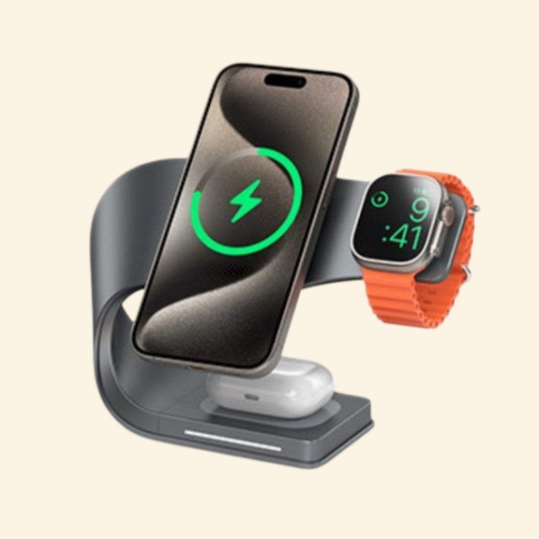 Streamlined Metal 3-in-1 Magnetic Wireless Charging Stand - Carapace StudioWireless ChargerCarapace StudioCarapace Studio10559Titanium GrayStreamlined Metal 3-in-1 Magnetic Wireless Charging Stand