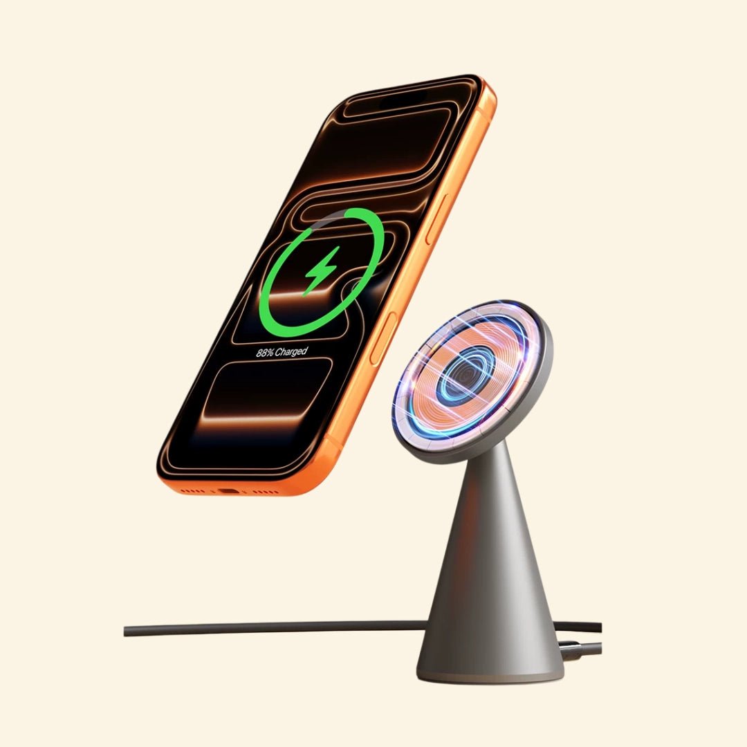 Geometric Cone Qi2 25W Wireless Charging Stand - Carapace StudioWireless ChargerCarapace StudioCarapace StudioSPEC-10556-CONE-QI3Dark TitaniumGeometric Cone Qi2 25W Wireless Charging Stand