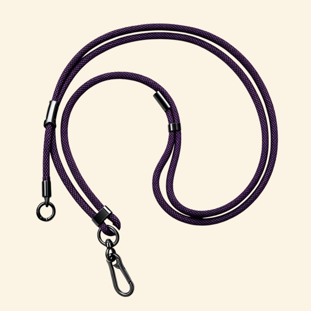 The Core Cord Deep Amethyst – full lanyard coiled flat lay