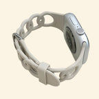 Pale Slate Grey Cutout Chain Link Silicone Band for Apple Watch - Carapace StudioWatch BandCarapace StudioCarapace StudioSPEC-9585-PALE-GRANITE-1Apple Watch Ultra 3 (49mm)Pale Slate Grey Cutout Chain Link Silicone Band - Side View