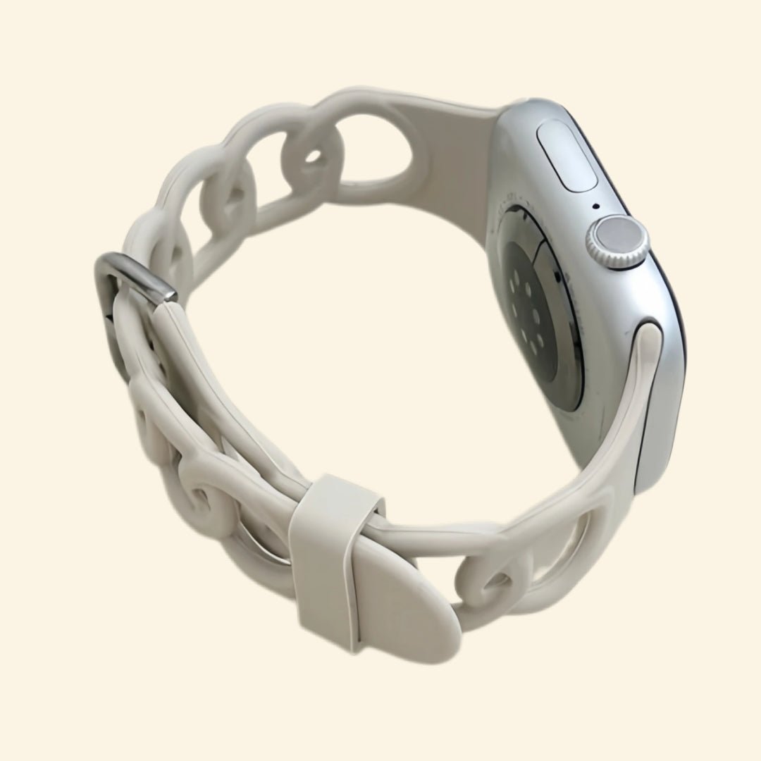 Pale Slate Grey Cutout Chain Link Silicone Band for Apple Watch - Carapace StudioWatch BandCarapace StudioCarapace StudioSPEC-9585-PALE-GRANITE-1Apple Watch Ultra 3 (49mm)Pale Slate Grey Cutout Chain Link Silicone Band - Side View