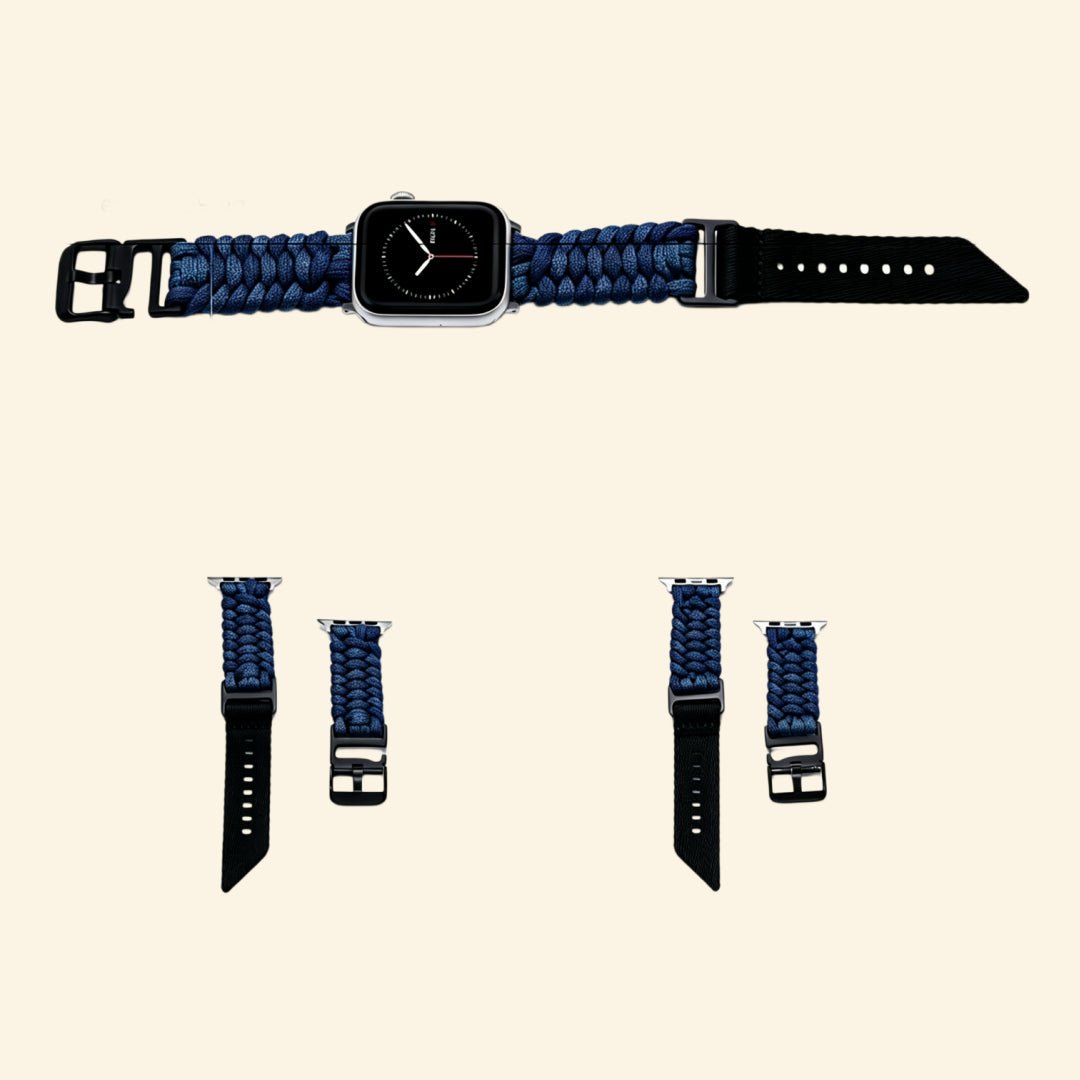 Navy Blue Paracord Braided Band for Apple Watch - Carapace StudioWatch BandCarapace StudioCarapace StudioApple Watch Ultra 3 (49mm)Navy Blue Paracord Braided Band — full band isolated diagonal view