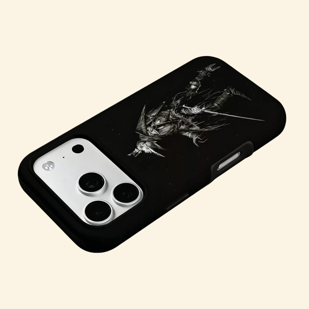 The Crow Hunter case – low-angle floating view showing camera island and full plague doctor hunter silhouette