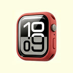 The Velvet Armor Crimson Red Matte – front view with watch face display