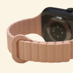 Dusty Nude Pink Magnetic Silicone Band — close-up magnetic clasp and link detail