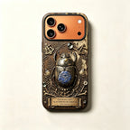 The Scarabaeus Specimen — Sacred Scarab & Lapis Relic Enclosure for iPhone 17 Pro Max