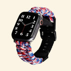 Tricolor Paracord Braided Band for Apple Watch - Carapace StudioWatch BandCarapace StudioCarapace StudioApple Watch Ultra 3 (49mm)Tricolor Red White Blue Paracord Braided Band on Apple Watch Ultra — angled front wrist view