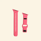 Monochrome Ocean Wave Silicone Apple Watch Band — Specimen No. 7588 - Carapace StudioApple Watch BandCarapace StudioCarapace StudioCS-7588-CRL-1Apple Watch Ultra 3 (49mm)Electric Coral Ocean Wave Apple Watch Band — angled wrist view showing wave texture