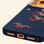 Specimen No. 10548 Navy Steed Aramid iPhone Case — bottom USB-C port detail in navy