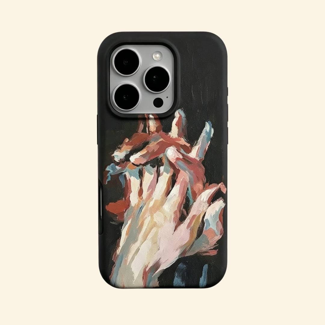 The Silent Touch – Intertwined Hands Oil Painting Fine Art iPhone Case