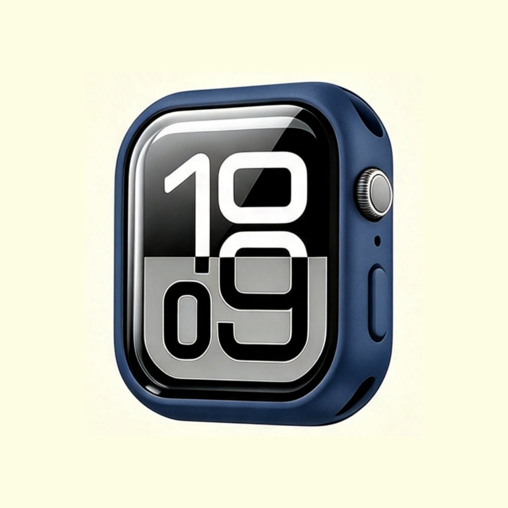 The Velvet Armor Midnight Blue Matte – front view with watch face display