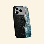 The Basalt Shore – Volcanic Black Sand & Ice-Blue Sea iPhone Case - Carapace StudioPhone CaseCarapace StudioCarapace StudioCS-3626-BASALT-SHORE-5iPhone 16 Pro MaxThe Basalt Shore case – hand-held lifestyle shot showing full volcanic black sand and ice-blue sea foam artwork