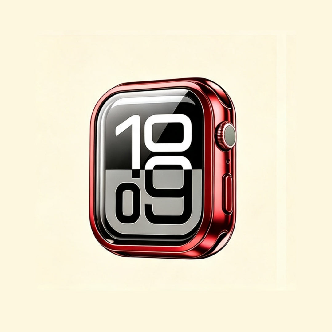 The Scarlet Cipher Crimson Red – front view with watch face display