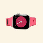 Monochrome Ocean Wave Silicone Apple Watch Band — Specimen No. 7588 - Carapace StudioApple Watch BandCarapace StudioCarapace StudioCS-7588-CRL-1Apple Watch Ultra 3 (49mm)Electric Coral Ocean Wave Apple Watch Band — flat lay with watch and band components