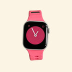 Monochrome Ocean Wave Silicone Apple Watch Band — Specimen No. 7588 - Carapace StudioApple Watch BandCarapace StudioCarapace StudioCS-7588-CRL-1Apple Watch Ultra 3 (49mm)Electric Coral Ocean Wave Apple Watch Band — front wrist view on cream background