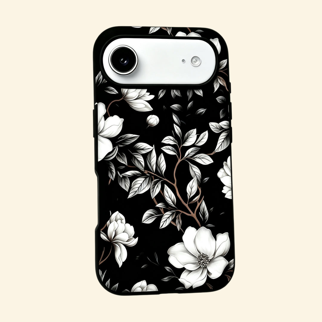 The Midnight Bloom – Dark Botanical Ivory Magnolia Fine Art iPhone Case