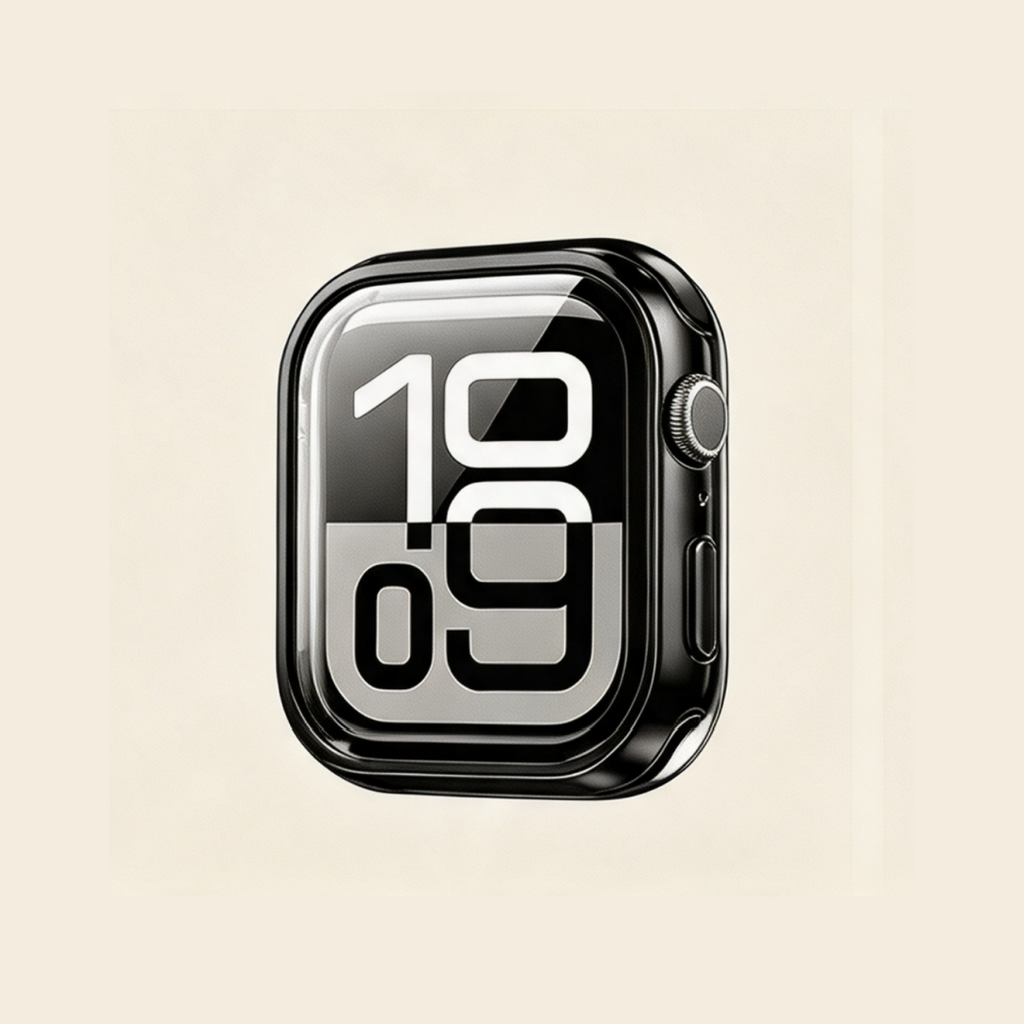 The Obsidian Core Pitch Black – front view with watch face display