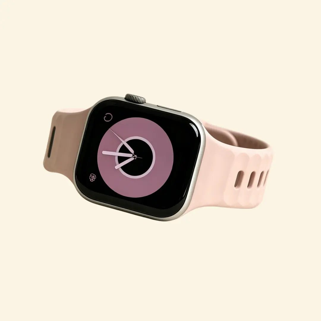 Pale Quartz Ocean Wave Silicone Apple Watch Band — Specimen No. 7589 - Carapace StudioApple Watch BandCarapace StudioCarapace StudioCS-7589-QTZ-1Apple Watch Ultra 3 (49mm)Pale Quartz Ocean Wave Apple Watch Band — front wrist view showing blush tone