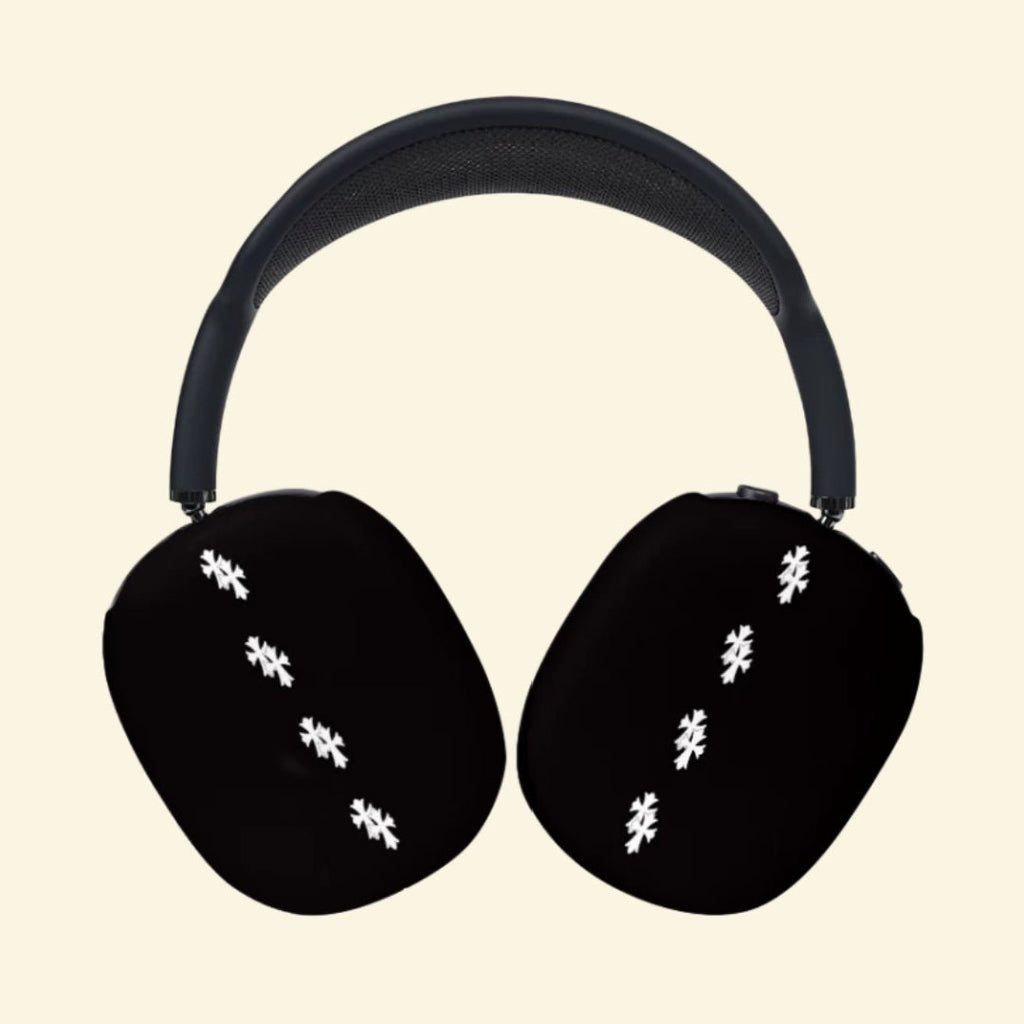 The Quad Procession — Diagonal Silver Crosses Ear Cup Enclosure for AirPods Max (1st & 2nd Gen) - Carapace StudioAirPods Max AccessoriesCarapace StudioCarapace StudioCS-084-CRUX-DIAGONALISThe Quad Procession AirPods Max ear cup cover - rear angle view