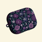 The Midnight Lily — Vintage Gothic Purple Botanical Hard Case for AirPods Pro 3 & AirPods 4 - Carapace StudioAirPods CaseCarapace StudioCarapace StudioAirPods Pro 3Midnight Lily AirPods case top view