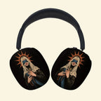 The Sacred Rosary — Blindfolded Madonna Ear Cup Enclosure for AirPods Max (1st & 2nd Gen) - Carapace StudioAirPods Max AccessoriesCarapace StudioCarapace StudioCS-068-ROSARIUM-DEVOTIO-BThe Sacred Rosary AirPods Max ear cup cover - side angle view