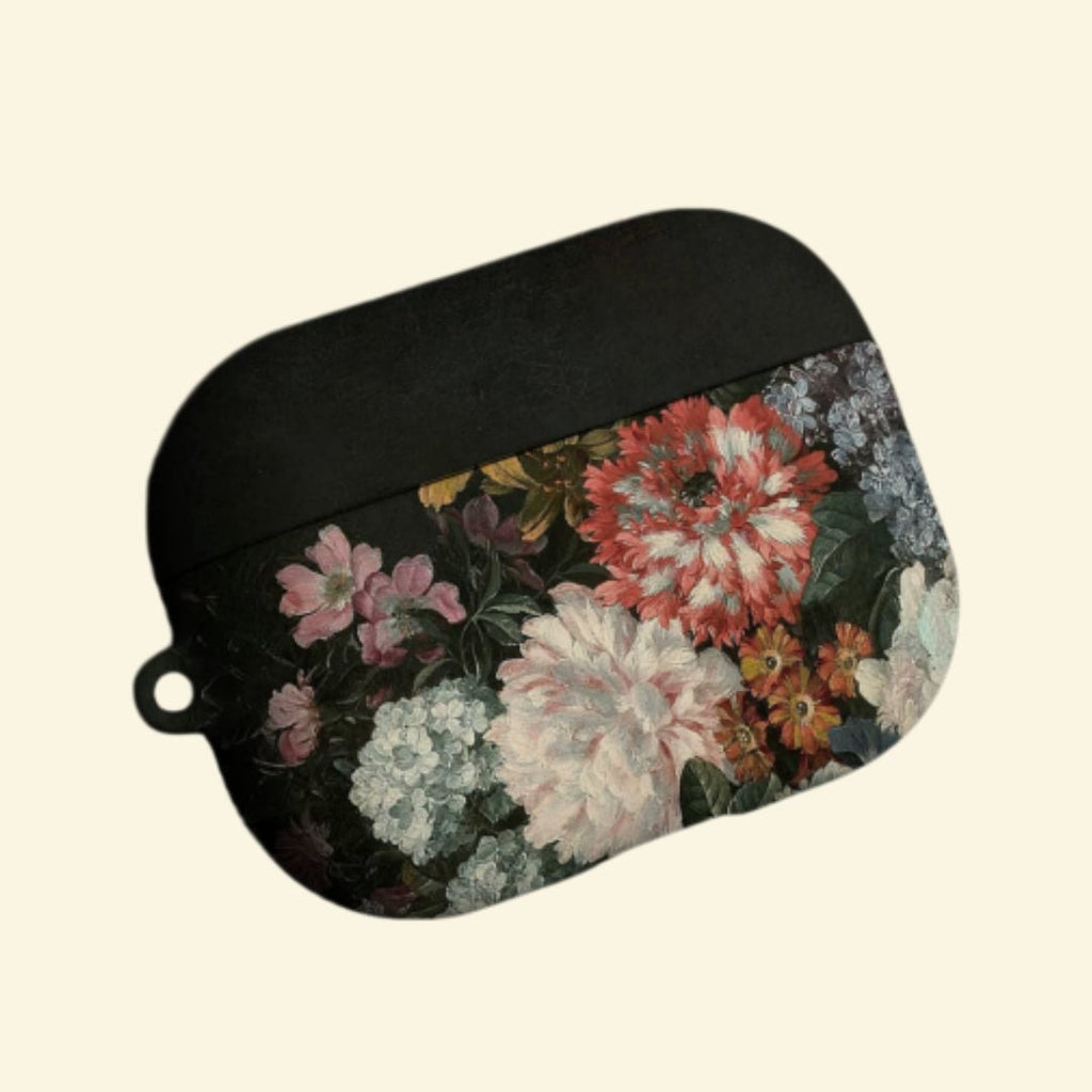 The Baroque Garden — Vintage Oil Painting Floral Hard Case for AirPods Pro 3 & AirPods 4 - Carapace StudioAirPods CaseCarapace StudioCarapace StudioAirPods Pro 3Baroque Garden AirPods case open with earbuds