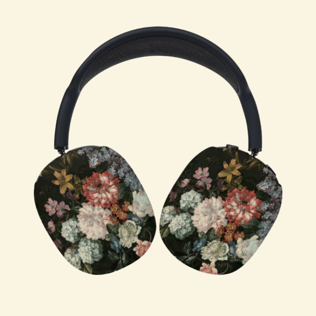 The Baroque Bouquet — Dutch Still Life Floral Ear Cup Enclosure for AirPods Max (1st & 2nd Gen) - Carapace StudioAirPods Max AccessoriesCarapace StudioCarapace StudioCS-118-FLORA-TENEBRISThe Baroque Bouquet AirPods Max ear cup cover - side angle view