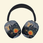 The Sunset Citadel — Gothic Castle & Radiant Sun Ear Cup Enclosure for AirPods Max (1st & 2nd Gen) - Carapace StudioAirPods Max AccessoriesCarapace StudioCarapace StudioCS-104-SOLIS-OCCASUSThe Sunset Citadel AirPods Max ear cup cover - side angle view